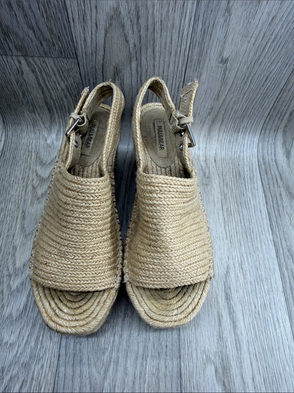 Pull&Bear Natural Braided Espadrille Platform Wedges - Picture 2 of 11